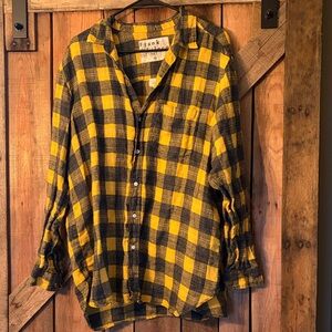 Frank & Eileen Yellow and Black Plaid Button Down Shirt xlarge Joedy